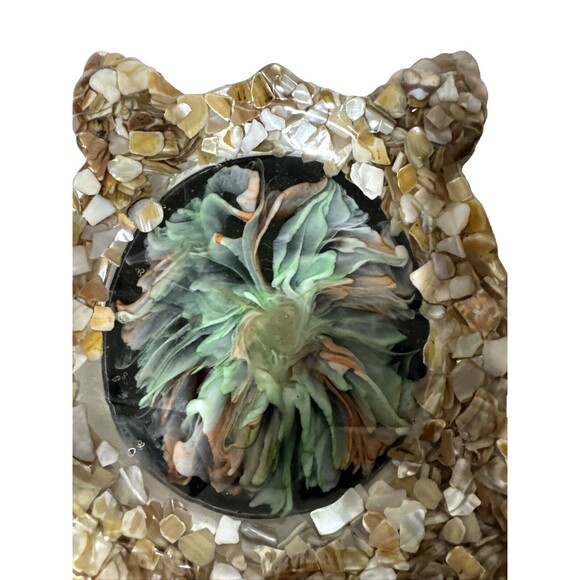 Epoxy Resin Turtle Jewelry Or Trinket Holder With Shells And  Bloom In Center - Picture 5 of 14